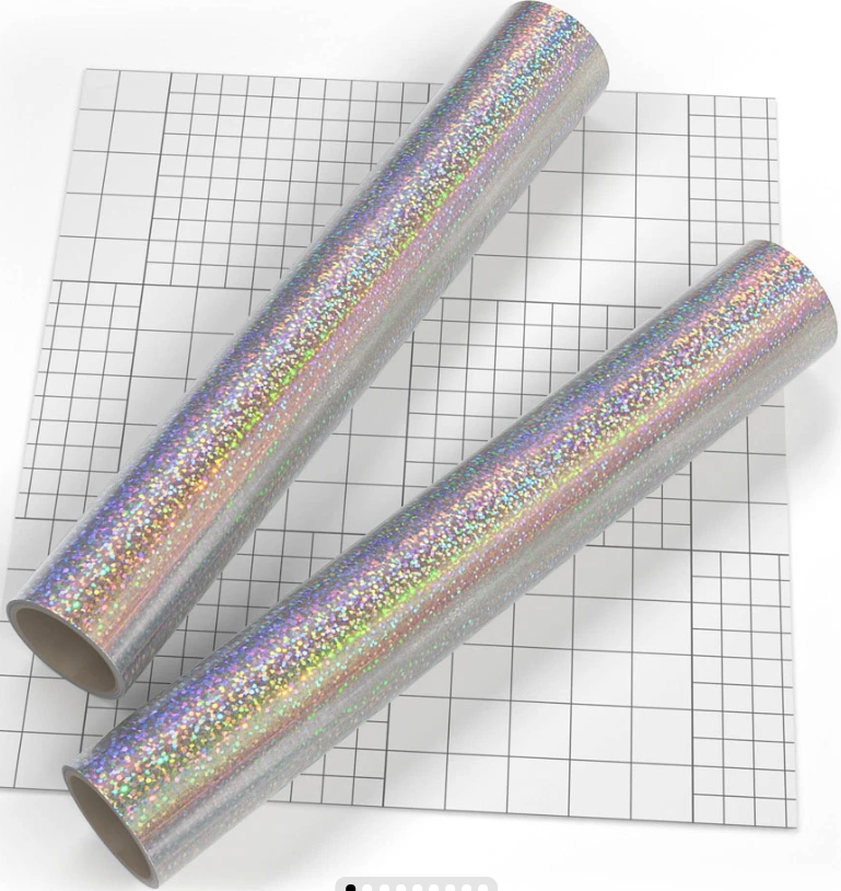 TECKWRAP Candy Rainbow Adhesive Vinyl Bundle Holographic Permanent Vinyl  for Crafting Cutter 12 x 36/Rolls (Glitter White,Transparent
