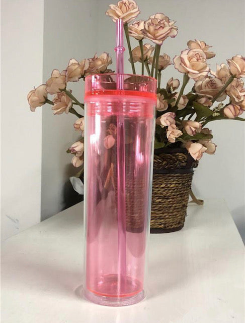 16OZ Acrylic Tumbler W/ Straw - Colours